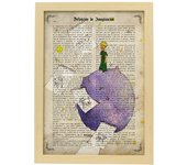 Poster del principito para ninos pequenos. lamina de principito con hojas de papel con definiciones. marco blanco - a3