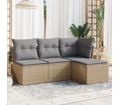 Juego de sofás jardín con cojines 4 piezas | conjunto de jardín de ocio | set de comedor de jardín ratán sintético beige cfw383650