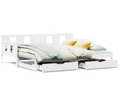 Sofá cama extraíble blanco con cajones sin colchón 90x200 cm