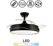 Ventilador de techo con luz silencioso dc con mando tempano negro y madera 107 cm invierno-verano color luz regulable