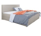Cama continental memphis 117, continental, doble, de color marrón claro, 180x200, tapiz, somieres, 185x208x105cm