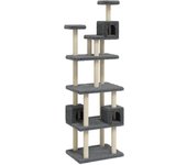 Rascador para gatos con postes de sisal gris oscuro 188 cm