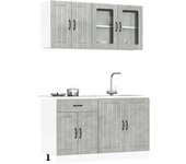 Mueble cocina | armario de cocina kalmar gris hormigón 4 uds madera contrachapada cfw68380