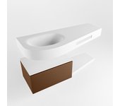 Mondiaz riva 120cm mueble bajo para con lavabo con repisa rust con 1 cajón. con lavabo dulcet izquierda 1 orificio talc