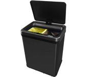 Wellhome cubo de basura de apertura automática 2x15l negro 35,5x26x60 cm