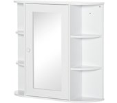 Mueble de baño con espejo y 8 compartimentos, diseño elegante en mdf blanco, para almacenaje práctico y moderno