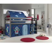 Cama de media altura 90x200 con somier y funda astro vipack pino gris