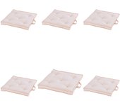 Pack 6 cojines para sillas de jardín beige 42x42x5 cm