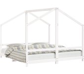 Cama individual | estructura de cama para niños madera pino blanco 2x(90x190) cm cfw647106