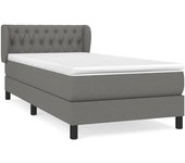 Cama con somier tapizado y colchón de tela gris oscuro 90x190 cm