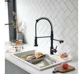 Grifo de cocina de tres vías con caño extraíble, giratorio 360°, grifo con filtro de agua 3 en 1, con manguera de entrada de agua
