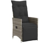 Sillón reclinable de jardín | silla de exterior | sillon jardín con cojines ratán sintético gris cfw328517