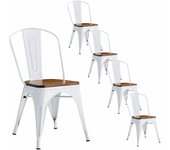 Pack de 5 sillas de comedor con asiento madera toli - color blanco