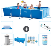 Paquete de piscina - intex - rectángulo - 450x220x84 cm + accesorios a370