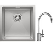 Fregadero de cocina cecipa max 1 seno 40x44x19 cm fregadero de acero inoxidable cepillado + mezclador de cocina de acero inoxidable cepillado