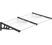 Marquesina puerta policarbonato negro y transparente 152,5x90cm cfw52500