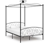 Estructura de cama con dosel negro metal 140 x 200 cm