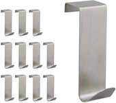 Relaxdays pack 12 colgadores puerta, acero inoxidable, plateado, 7 x 2,5 x 5 cm