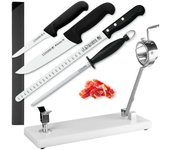 Bello mont blanc - soporte jamonero profesional plegable. cuchillos pinzas y chaira. blanco