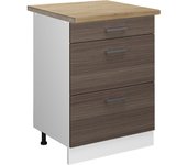 Vicco mueble bajo de cocina r-line, gris, 60 cm con cajones, et roble