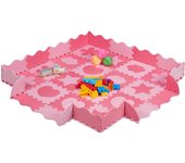 Relaxdays alfombra puzle bebé, 52 piezas, goma eva, sin sustancias nocivas, 1,4 m², suelo juego, niños, rosado y fucsia