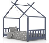 Estructura de cama infantil madera maciza pino gris 80x160 cm