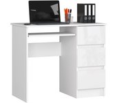 Escritorio: 3 cajones, 1 estante, blanco | blanco brillante, 90 x 77 x 50 cm