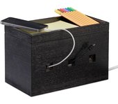 Relaxdays organizador cables, bambú, negro, 16,5 x 25,5 x 14 cm