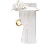 Jarrón decorativo cara 29, porcelana, blanco, epikasa