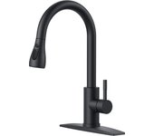 Grifo de cocina con rociador extraíble para fregaderos de cocina, grifo monomando de acero inoxidable, negro mate