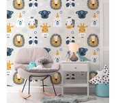 Papel pintado autoadhesivo con tintas eco, y libre de pvc, rollo de 129 x 260 cm fiesta en la selva