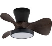 Ventilador de techo led moll negro+madera 20w 1900lm cct intensidad regulable con mando a distancia