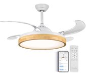 Ventilador de techo silencioso aspas ocultas con wifi blanco | universalblue