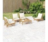 Maison exclusive - set de muebles de jardín 5 piezas bambú y cojines blanco crema