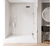 Bernstein - mampara de ducha italiana 70x200cm, cristal nano 10mm, perfil de pared de acero inoxidable cromado, sin perfil de suelo - ex102