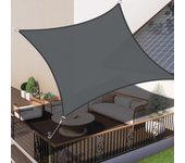 Vela de sombra rectangular de 5 x 5 m, impermeable, de pes, color antracita, con 95 % de protección uv para patio y jardín al aire libre.