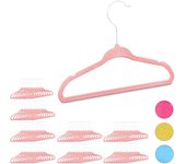 Relaxdays pack de 80 perchas infantiles antideslizantes, ganchos giratorios, plástico-terciopelo, rosa bebé