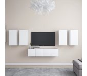 Set de 6 piezas muebles de tv | muebles de salón tv | conjunto salón madera de ingeniería blanco cfw72320