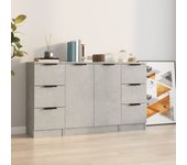 Aparador 3 piezas | aparador de comedor | armario de cocina madera contrachapada gris cemento cfw46616