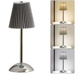 Lámpara de mesa inalámbrica, lámparas de noche regulables en 3 colores con pantalla plisada, lámpara táctil recargable por usb
