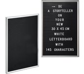 2 letter boards con marco, pizarra 145 letras, números y símbolos, plástico, 30x45, plateado