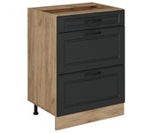 Vicco mueble bajo de cocina r-line, antracita casa de campo, 60 cm con cajones, sin encimera