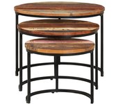 3 piezas mesas apilables | mesita auxiliar | mesa de café 3 piezas mesa maciza reciclada cfw67292