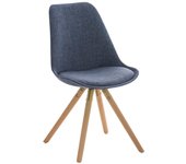 Silla de comedor pegleg rund en tela azul|natural
