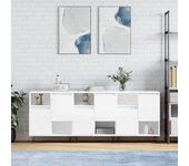 Aparador 3 piezas | aparador de comedor | armario de cocina madera contrachapada blanco brillo cfw95665