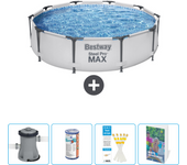 Paquete de piscina - bestway - alrededor - 305x305x76 cm + accesorios cb86