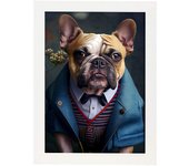 Nacnic lámina bulldog dinámico en estilo fotografía a todo color divertidas ilustraciones de animales con ropa humana diseño y a3 marco blanco