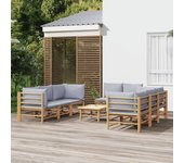Maison exclusive - set de muebles de jardín 9 piezas bambú y cojines gris claro