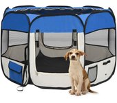 Parque de perros | perrera plegable y bolsa de transporte azul 90x90x58cm cfw840998