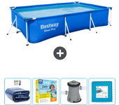 Paquete de piscina - bestway - rectángulo - 300x201x66 cm + accesorios cb7